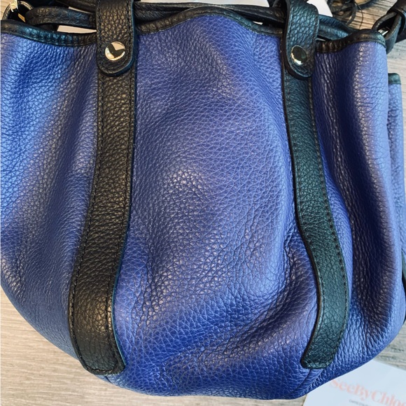 NWT See by Chloe Electric blue and black Crossbody shoulder leather bag tassels - Picture 8 of 14